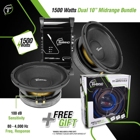 1500 Watts Dual 10" Midrange Bundle