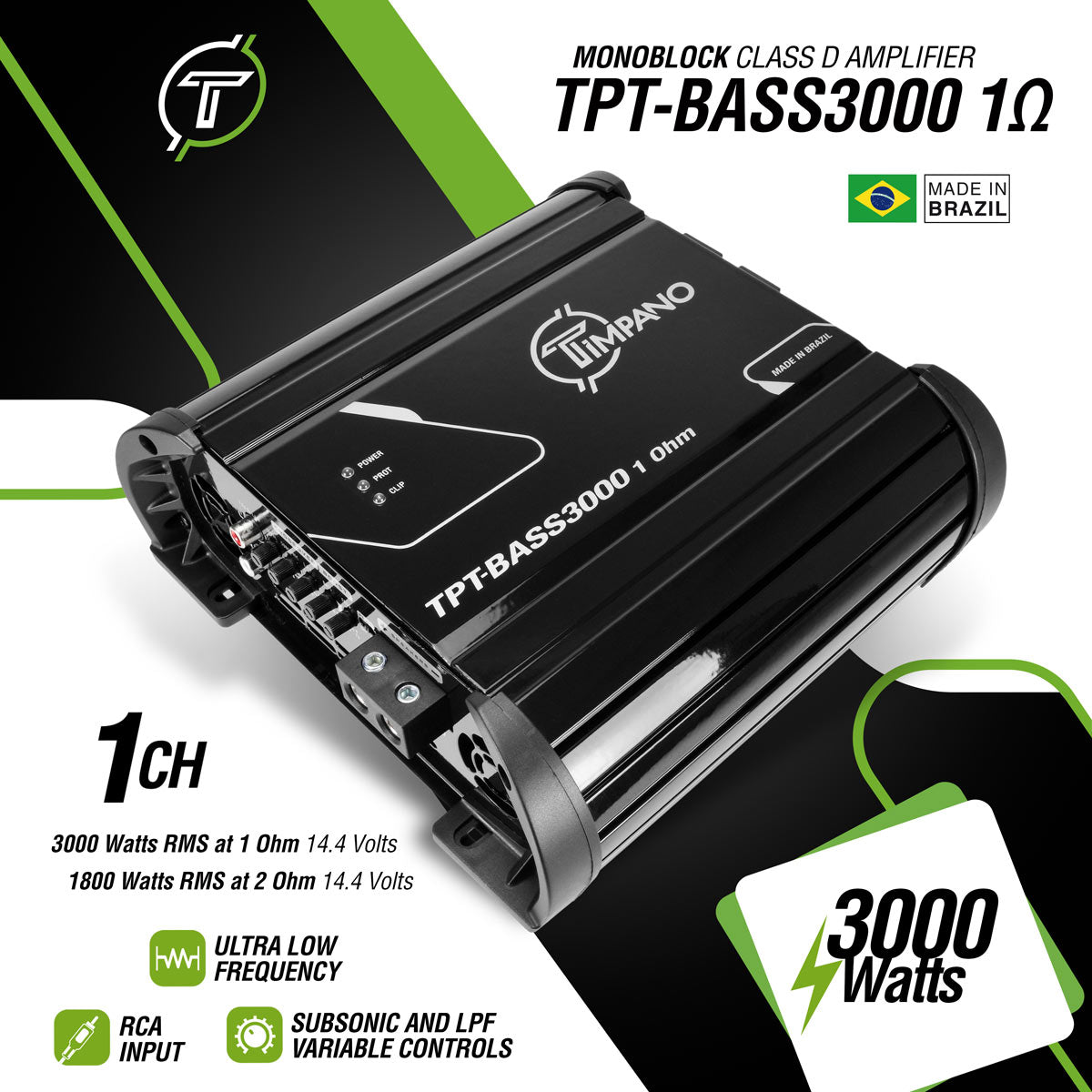 3000 Watts Car Audio Bass Amplifier - Timpano Audio