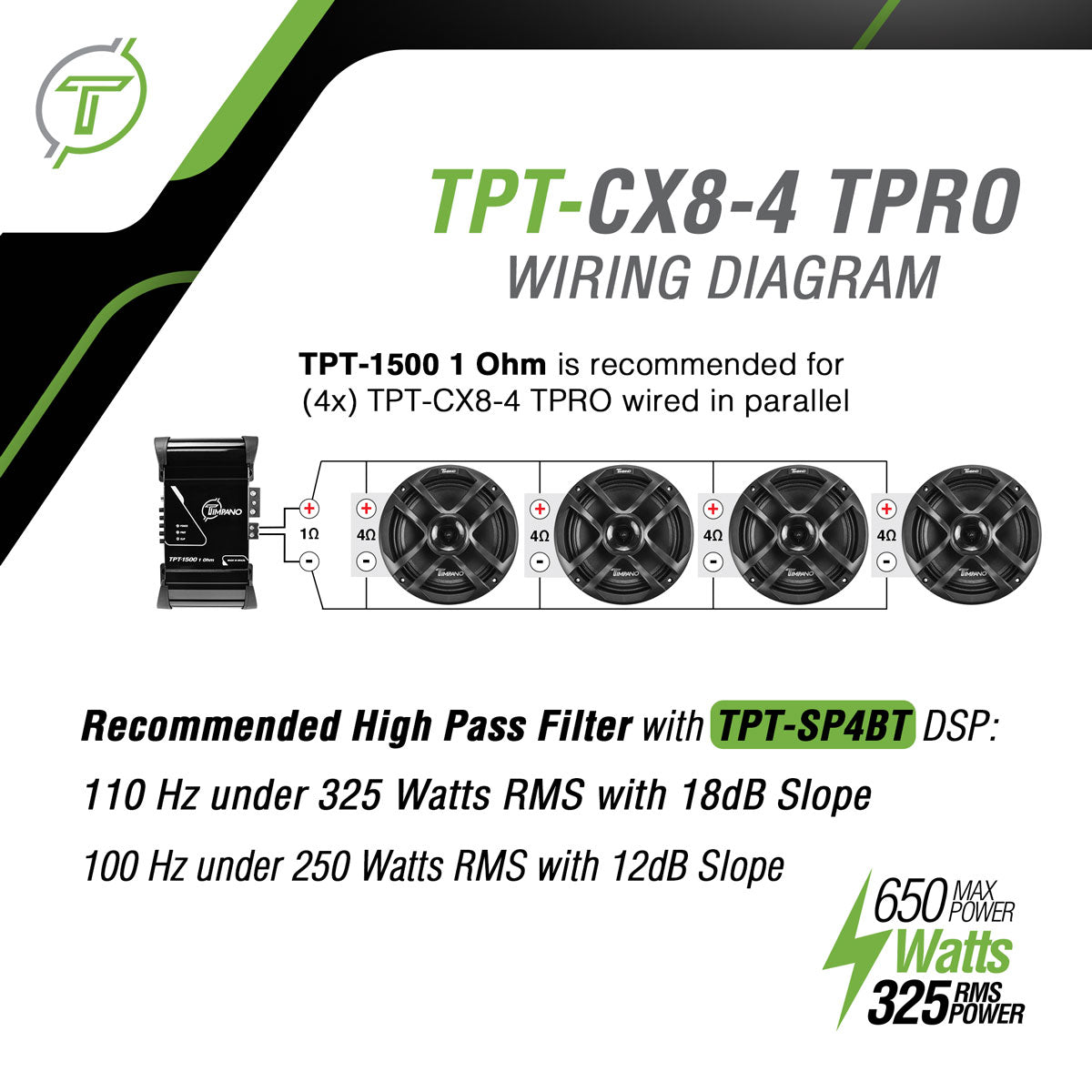 TPT-CX8-4 TPRO 8” PRO Audio 2-Way Car Coaxial Speaker – Timpano Audio
