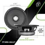 1600w PACKAGE 2x 6.5" Bullet Midrange + 2x Chrome Tweeters