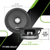 1600w PACKAGE 2x 6.5" Bullet Midrange + 2x Black Tweeters