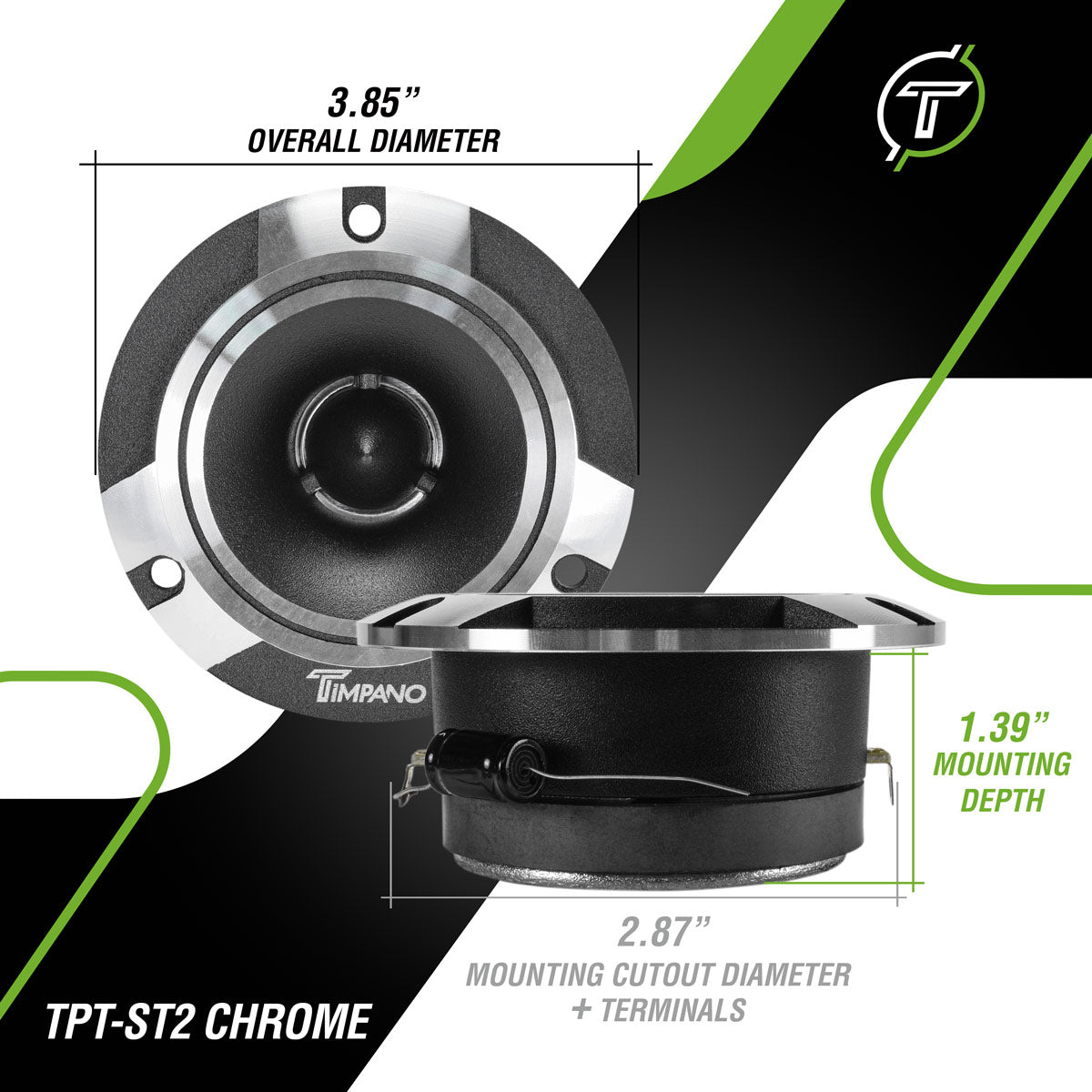 1600w PACKAGE 2x 6.5" Bullet Midrange + 2x Chrome Tweeters