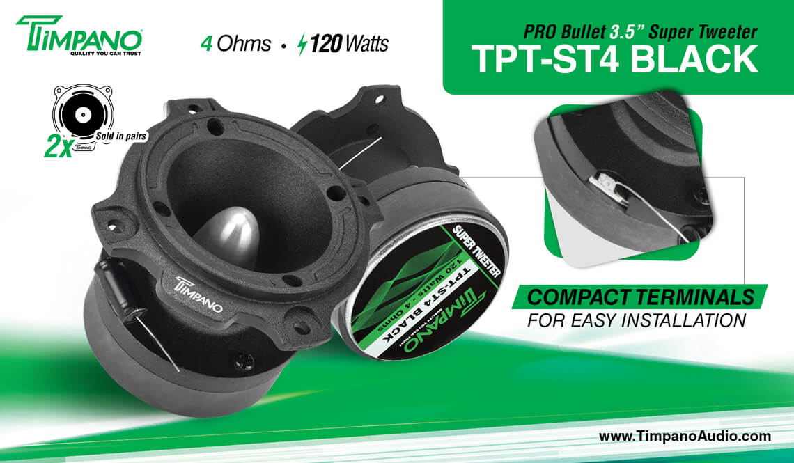 TPT-ST4 BLACK PRO Bullet 3.5 Super Tweeter BLACK - Timpano Audio