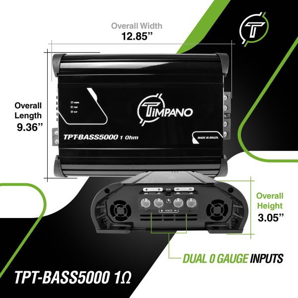 TPT-BASS5000 - 1 Ohms - Dims Infographic