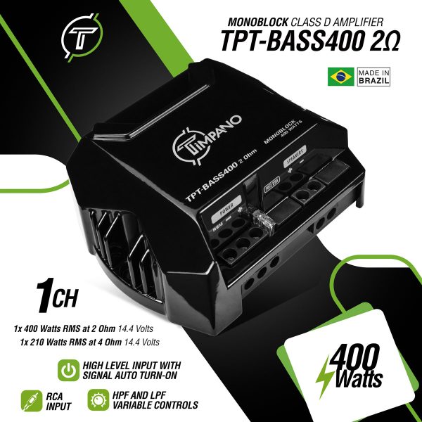 TPT-BASS400 - 2 Ohm - Specs Infographic