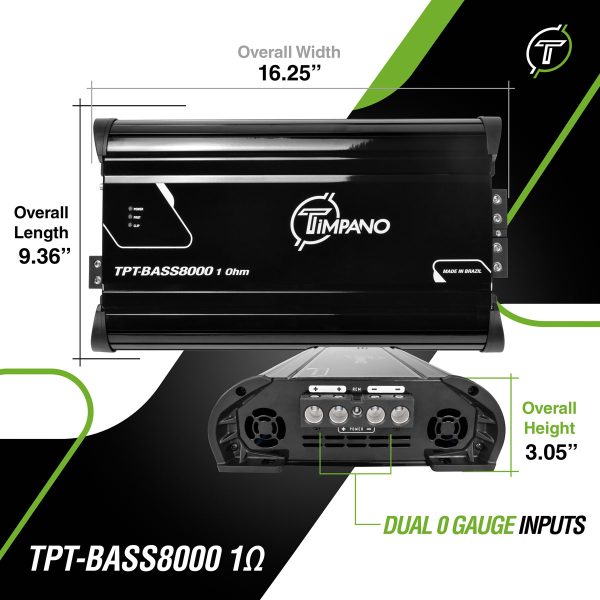 TPT-BASS8000 - 1 Ohms - Dims Infographic