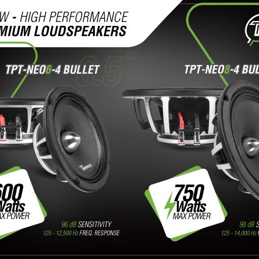 TPT-NEO6-4 BULLET + TPT-NEO8-4 BULLET - Shallow Neodymium Loudspeakers